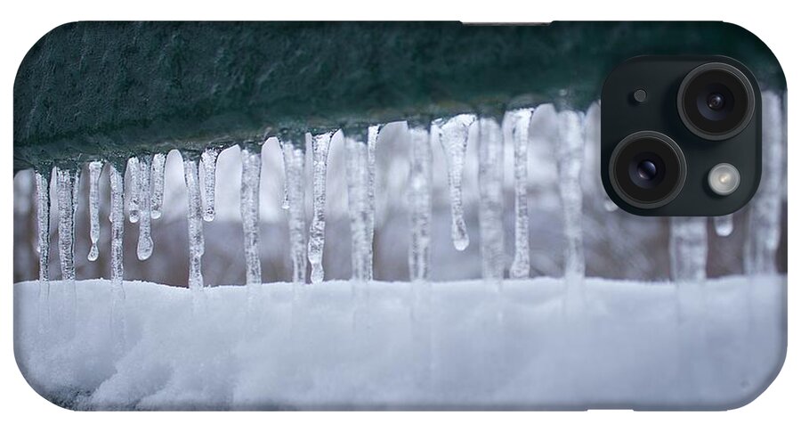 Snow iPhone Case featuring the photograph A row of icicles by Yvonne M Smith