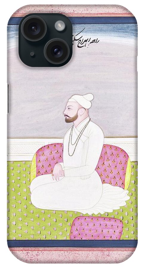 A Seated Portrait Of Raja Abhiraj Singh Jaswal (r. Circa 1765-70) Of Jaswan iPhone Case featuring the painting A seated portrait of Raja Abhiraj Singh Jaswal of Jaswan, North India, Kangra, ci by Artistic Rifki