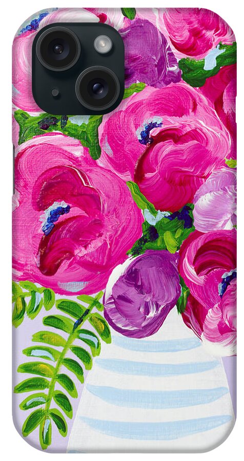 Abstract Floral iPhone Case featuring the painting A Touch of Violet by Beth Ann Scott