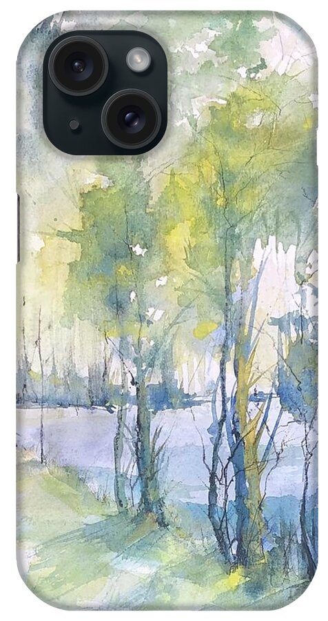 Lake iPhone Case featuring the painting A Walk Around the Lake by Robin Miller-Bookhout