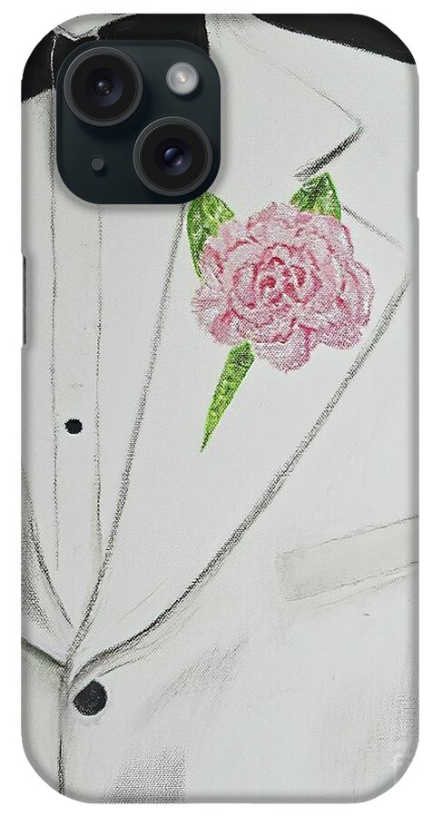 Carnations iPhone Case featuring the painting A White Sport Coat and A Pink Carnation by Mary Deal