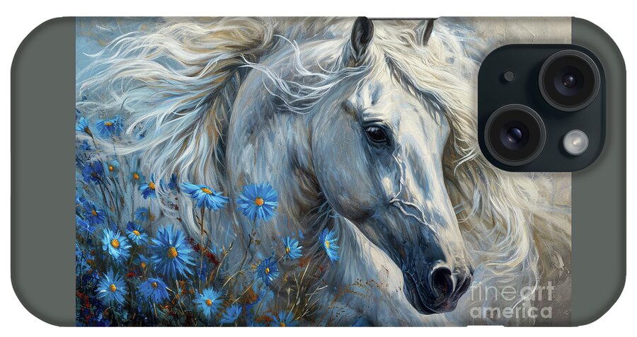 Horse iPhone Case featuring the painting A White Stallion Beauty by Tina LeCour