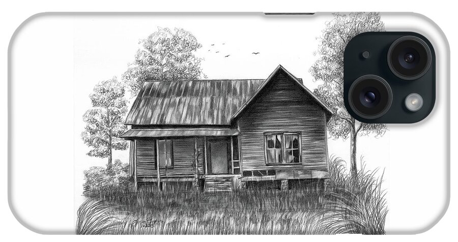 Pencil iPhone Case featuring the drawing Abandoned House by Lena Auxier