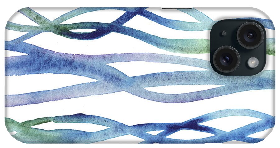 Organic iPhone Case featuring the painting Abstract And Organic Lines Ocean Water Waves Watercolor by Irina Sztukowski