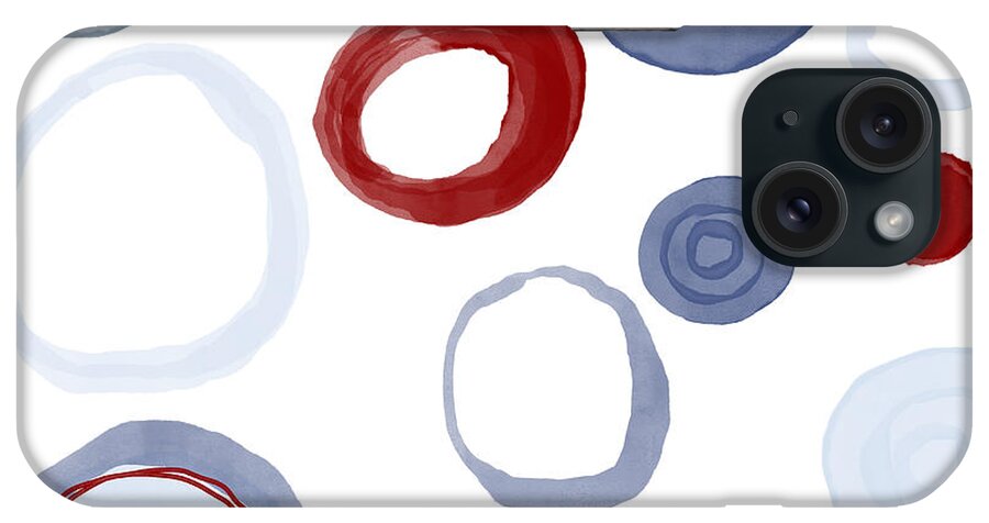 Abstract Shapes iPhone Case featuring the painting Abstract Circles in Red White and Blue by Patricia Awapara