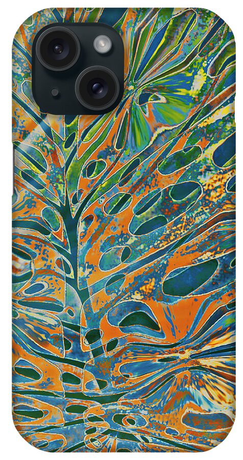 Copper And Teal Abstract iPhone Case featuring the digital art Abstract Copper And Teal by Pamela Smale Williams