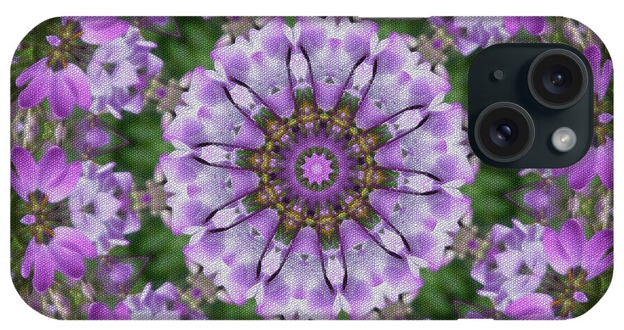 Purple iPhone Case featuring the digital art Abstract Floral Mandala by Yvonne Johnstone
