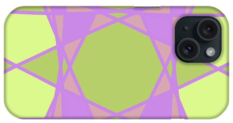 Home Decor iPhone Case featuring the digital art Abstract Flower - Modern Design Pattern in Pink and Green by Patricia Awapara