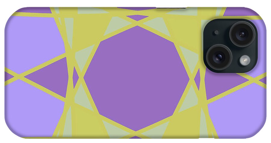 Home Decor iPhone Case featuring the digital art Abstract Flower - Modern Design Pattern in Purple and Green by Patricia Awapara