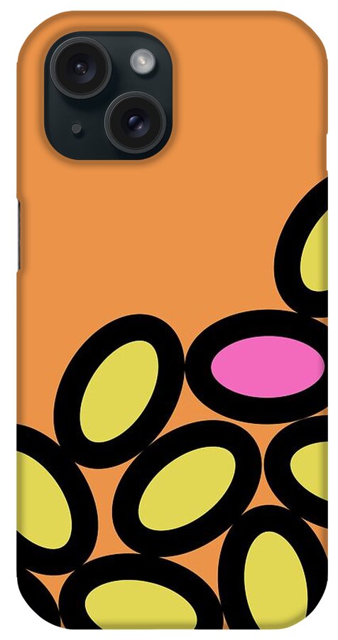 Abstract iPhone Case featuring the digital art Abstract Ovals on Orange by Donna Mibus