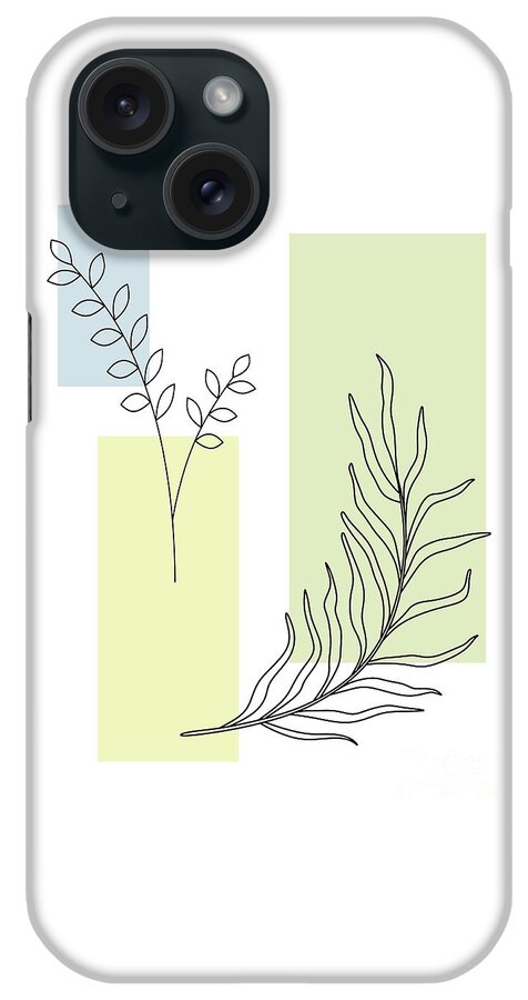 Botanical iPhone Case featuring the digital art Abstract Plants Pastel 2 by Donna Mibus