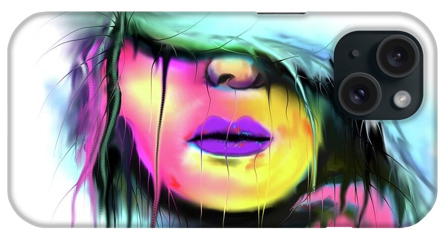 Face iPhone Case featuring the digital art Abstract Women's Face Study 1 by Darren Cannell