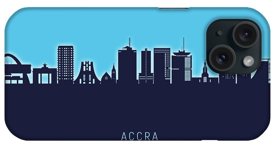 Accra iPhone Case featuring the digital art Accra Ghana Skyline #75 by Michael Tompsett