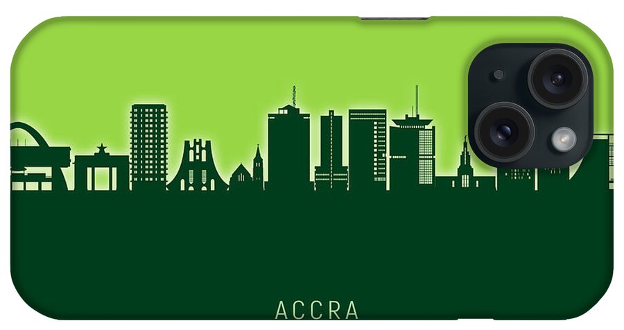 Accra iPhone Case featuring the digital art Accra Ghana Skyline #76 by Michael Tompsett