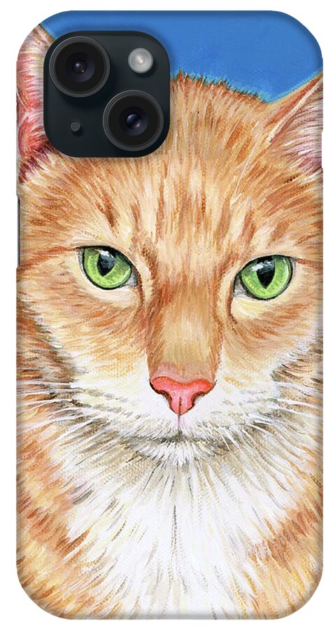 Cat iPhone Case featuring the painting Ace the Buff Orange Tabby Cat by Rebecca Wang