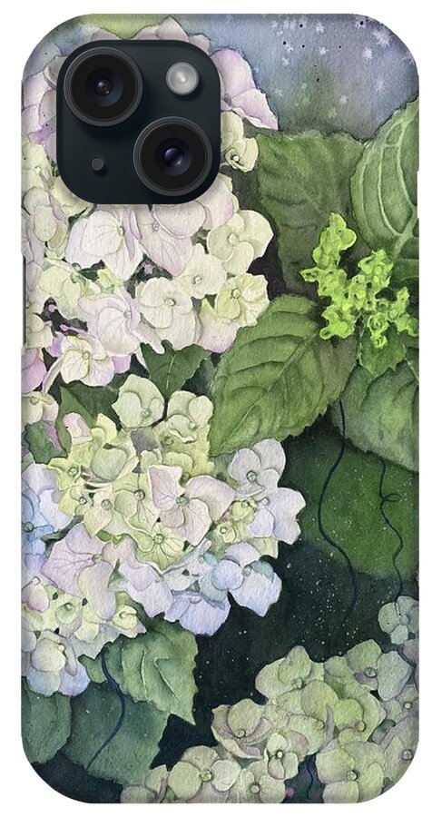 Hydrangea iPhone Case featuring the painting First Blush by Kelly Miyuki Kimura