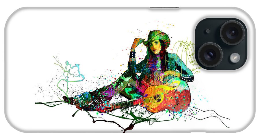 Watercolour iPhone Case featuring the mixed media Acoustic Guitar Passion by Miki De Goodaboom