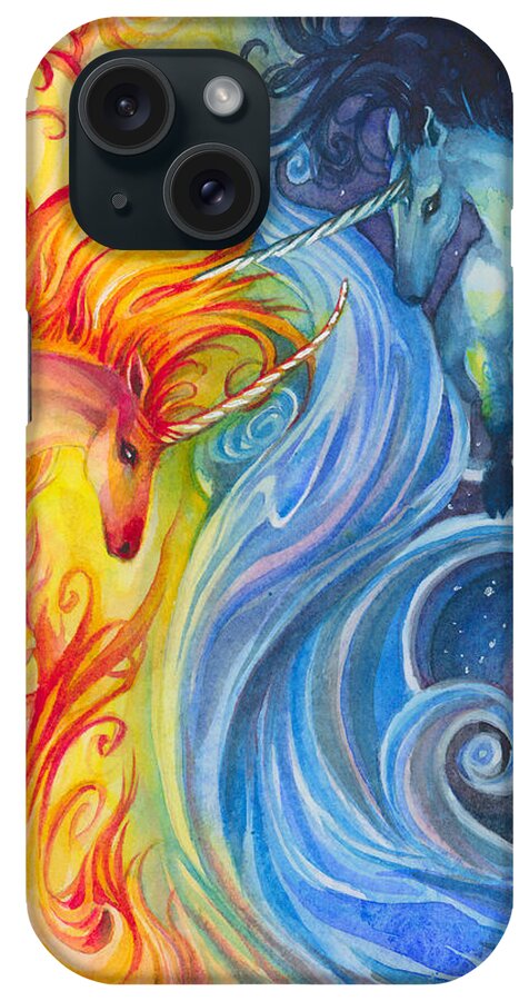 Unicorn iPhone Case featuring the painting Across the Divide by Sara Burrier