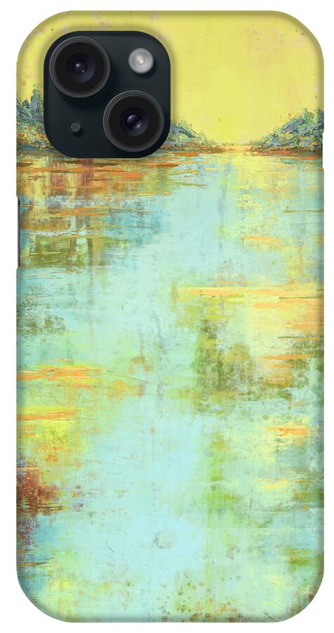 Landscape iPhone Case featuring the painting Across the Lake by PJ Kirk