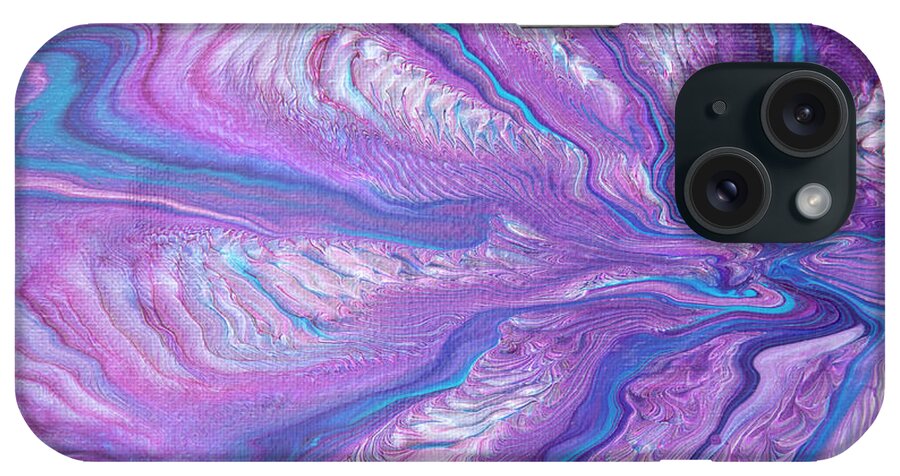 Amethyst iPhone Case featuring the painting Acrylic Pour Amethyst Dreams by Elisabeth Lucas
