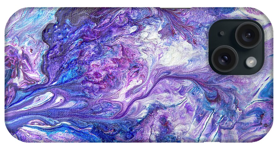 Acrylic Pour iPhone Case featuring the painting Acrylic Pour Amethyst Ocean by Elisabeth Lucas