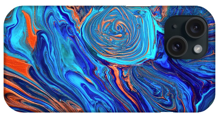 Acrylic iPhone Case featuring the painting Acrylic Pour Deep Sea Turbulence by Elisabeth Lucas