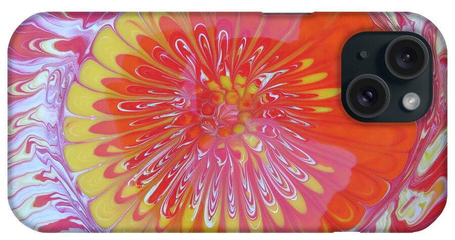 Acrylic Pour iPhone Case featuring the painting Acrylic Pour Desert Sun by Elisabeth Lucas