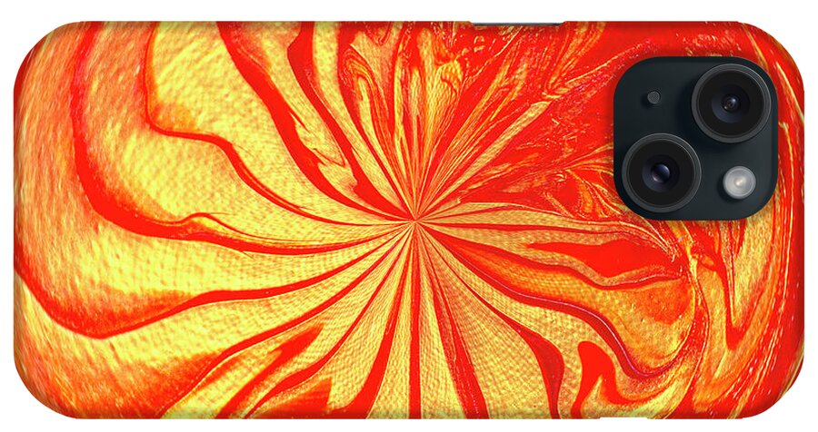 Acrylic Pour iPhone Case featuring the painting Acrylic Pour Golden Fireball Orb by Elisabeth Lucas