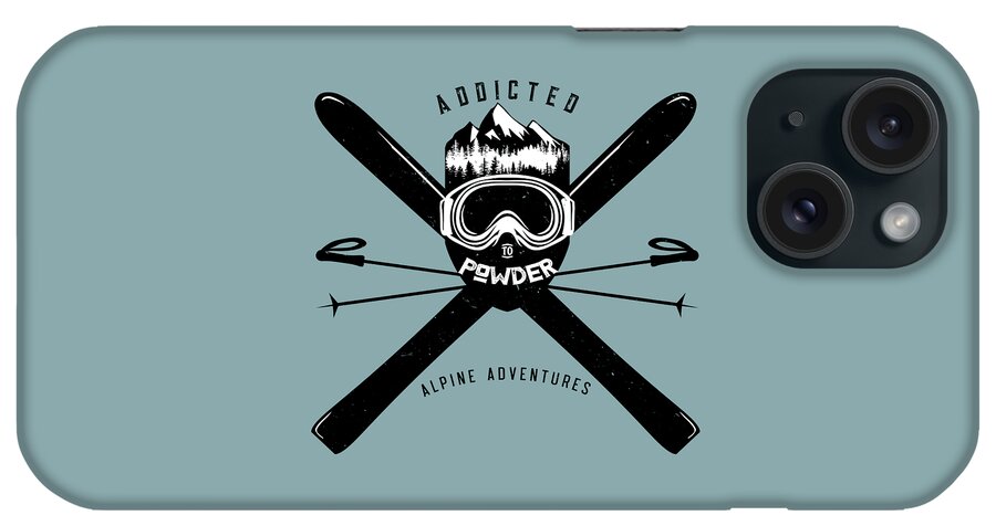 Distressed Ski Badge iPhone Case featuring the painting Addicted to Powder ski Badge by Sassan Filsoof