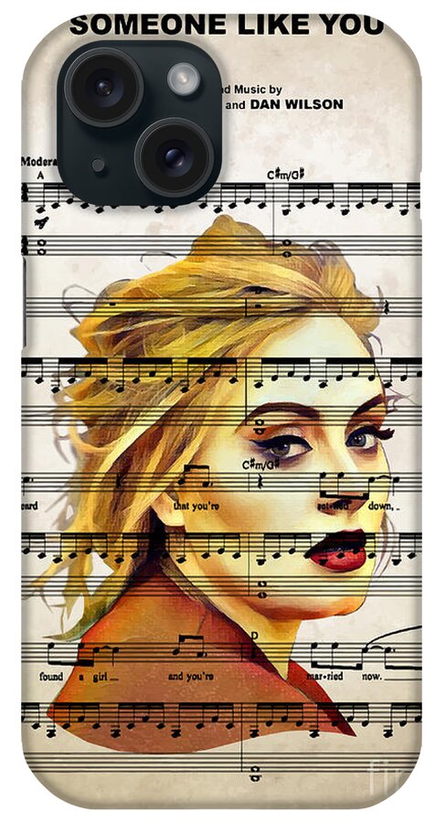 Adele iPhone Case featuring the digital art Adele - Someone Like You by Bo Kev
