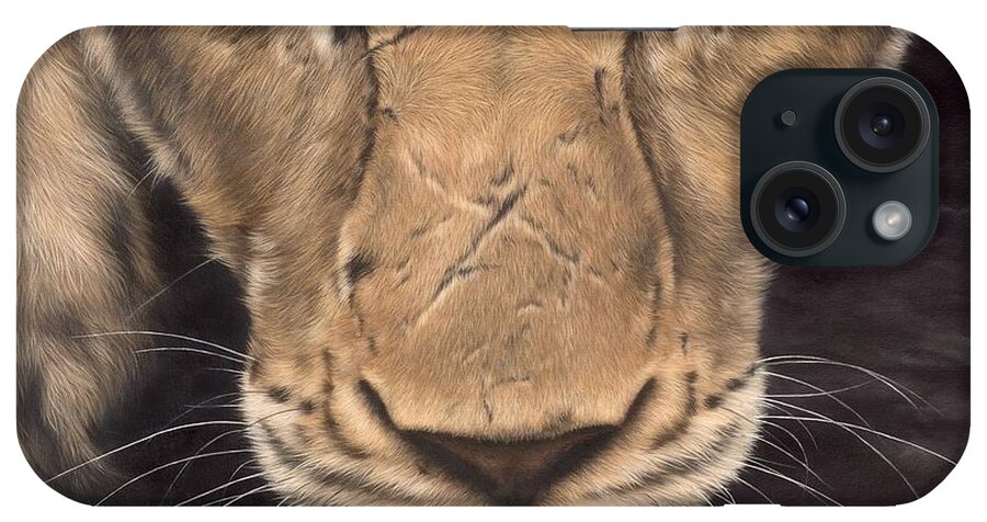 Lion iPhone Case featuring the painting African Lioness Face by Rachel Stribbling