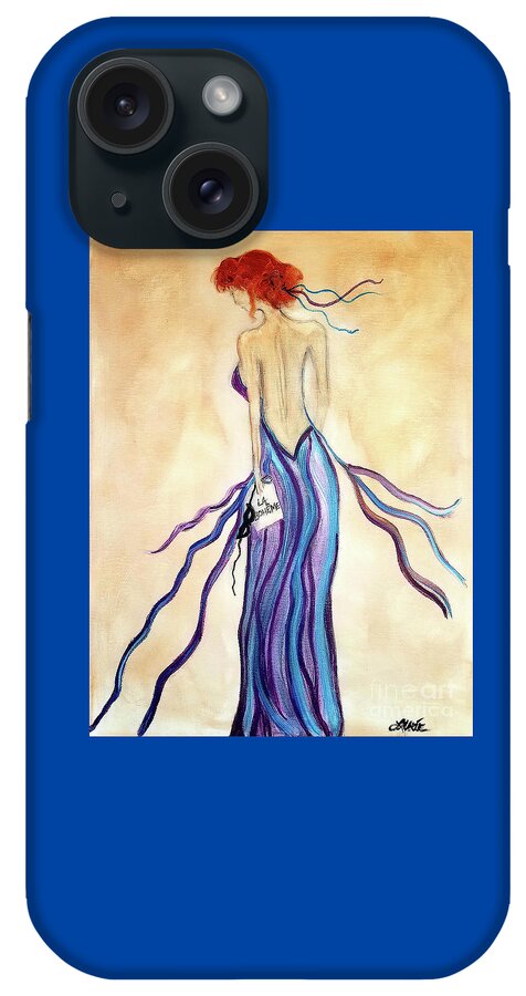 Mask iPhone 15 Case featuring the painting After the Opera by Artist Linda Marie