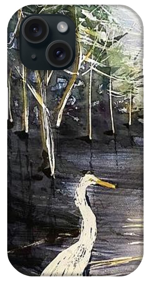 Louisiana Landscape Heron iPhone Case featuring the painting After the rain bird by Francelle Theriot