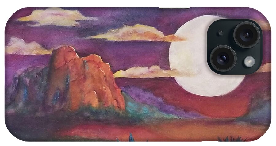 Landscape iPhone Case featuring the mixed media Agave Moon by Terry Ann Morris