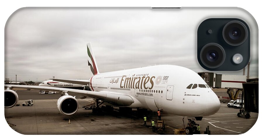 #flying iPhone Case featuring the photograph Aircraft Emirates by Angela Carrion Photography