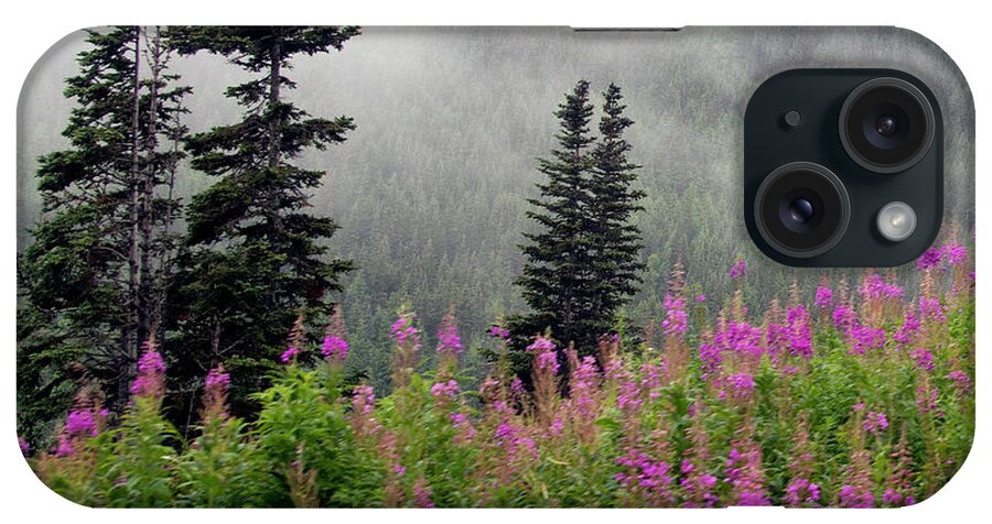 Skagway iPhone Case featuring the photograph Alaska Pines and Wildflowers by Karen Zuk Rosenblatt