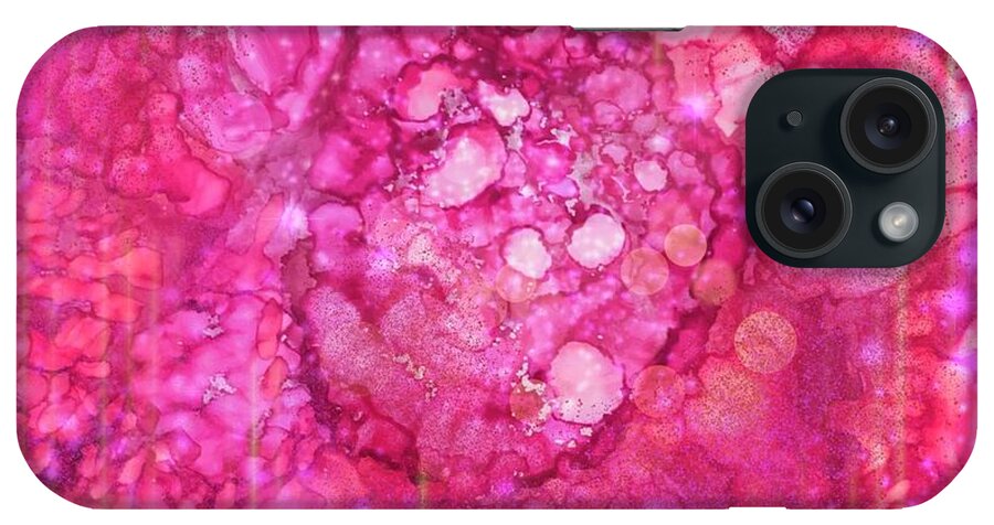 Pink iPhone Case featuring the mixed media Alcohol Pink by Eileen Backman