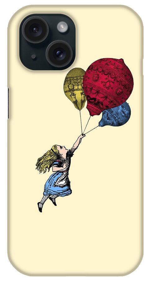 Alice In Wonderland iPhone Case featuring the digital art Alice In Wonderland With Balloons by Madame Memento