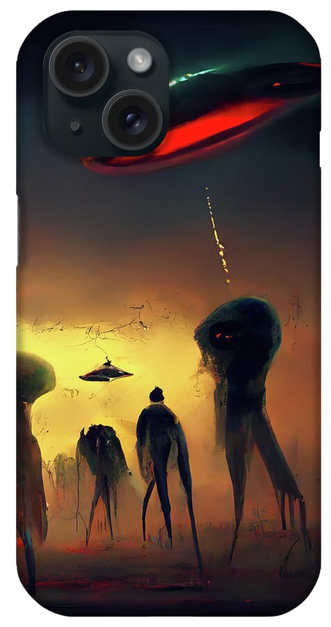 Alien iPhone Case featuring the digital art Alien Invasion 05 by Matthias Hauser