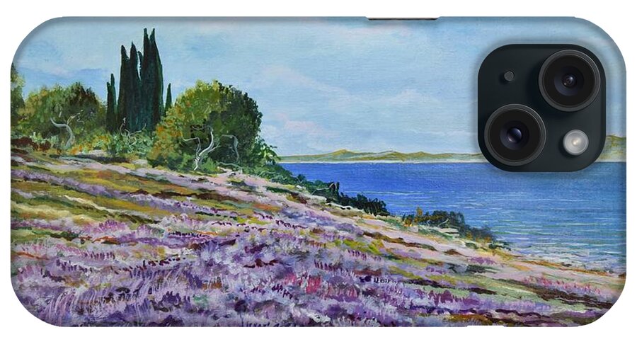 Landscape iPhone Case featuring the painting Along The Shore by Sinisa Saratlic