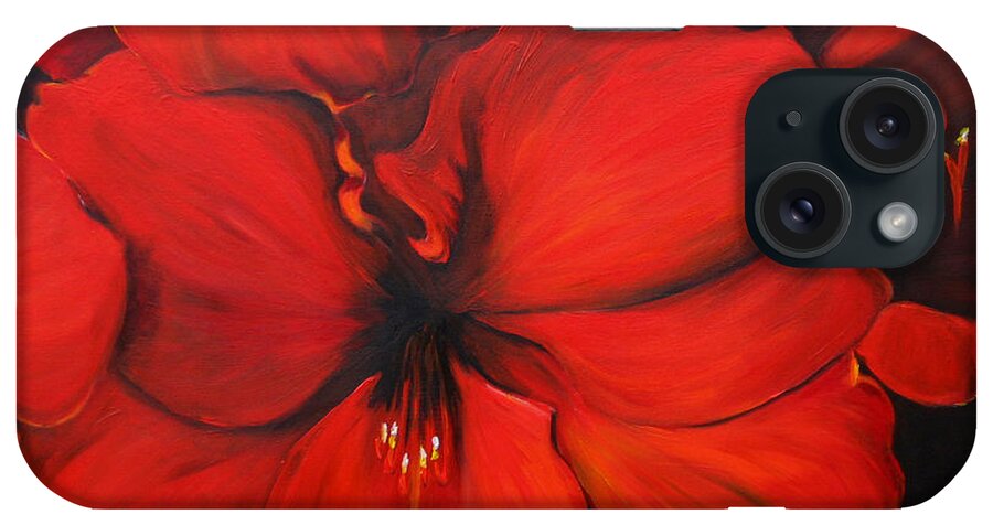 Flower iPhone Case featuring the painting Amarylis Red Velvet by Sheri Chakamian