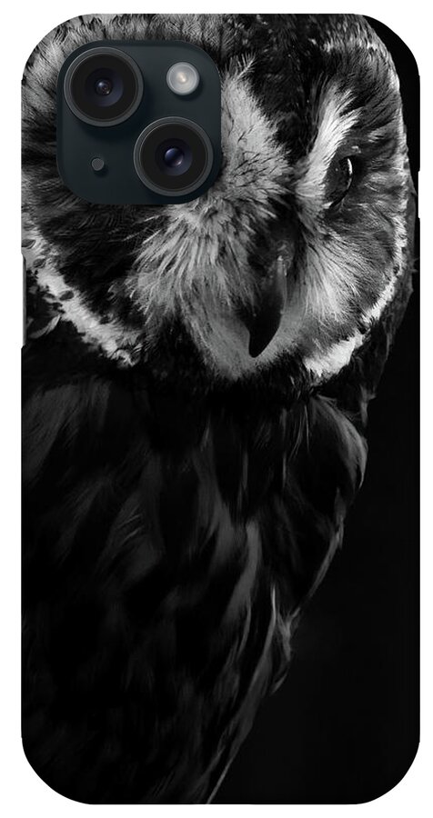 Short Eared Owl- Owl-#forowllovers- Owl Lovers- Raptors-birds Of Prey- Stunning- Black And White Photography- Images Of Rae Ann M. Garrett - #viral- -buffalobillcenterofthewest- Draper Raptor Experience- Peoplewho Love Owls iPhone Case featuring the photograph Amelia by Rae Ann M Garrett