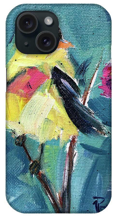 Goldfinch iPhone Case featuring the painting American Goldfinch by Roxy Rich