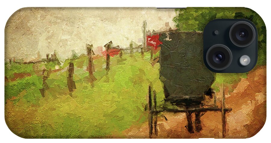 Amish Buggy On Dirt Road iPhone Case featuring the painting Amish Buggy On Dirt Road by Dan Sproul