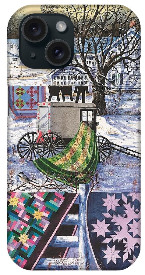 Quilts iPhone Case featuring the painting Amish Winter by Diane Phalen