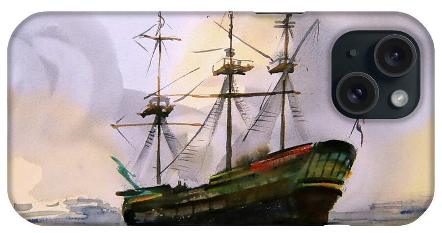 Amsterdam iPhone Case featuring the painting Amsterdam Ship in Calm Seas by Shirley Peters
