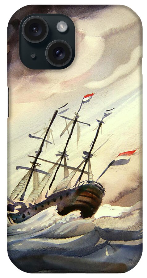 Amsterdam iPhone Case featuring the painting Amsterdam Ship in the Wind by Shirley Peters