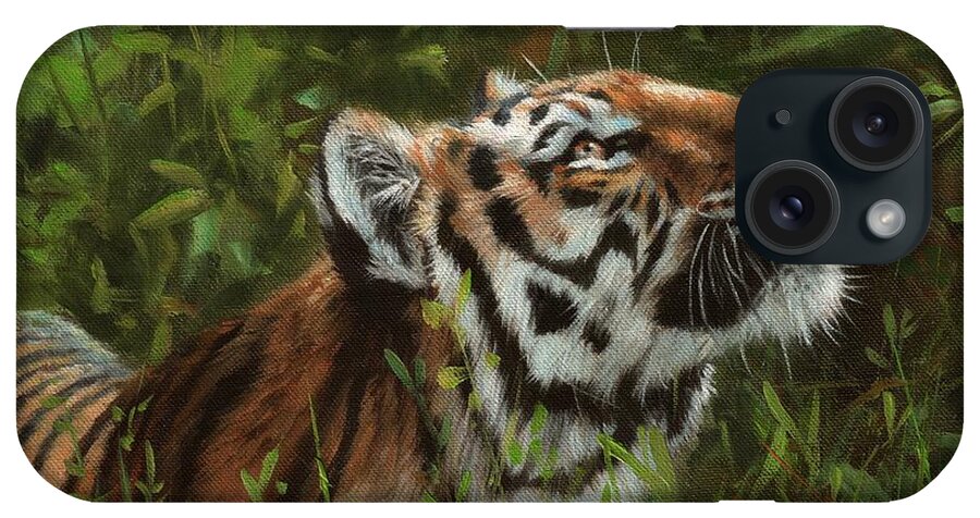 Tiger iPhone Case featuring the painting Amur Tiger 111 by David Stribbling