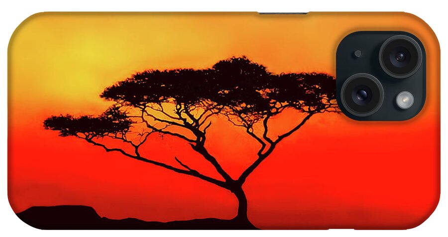 Africa iPhone Case featuring the photograph An Acacia Tree in the Sunset by Mitchell R Grosky