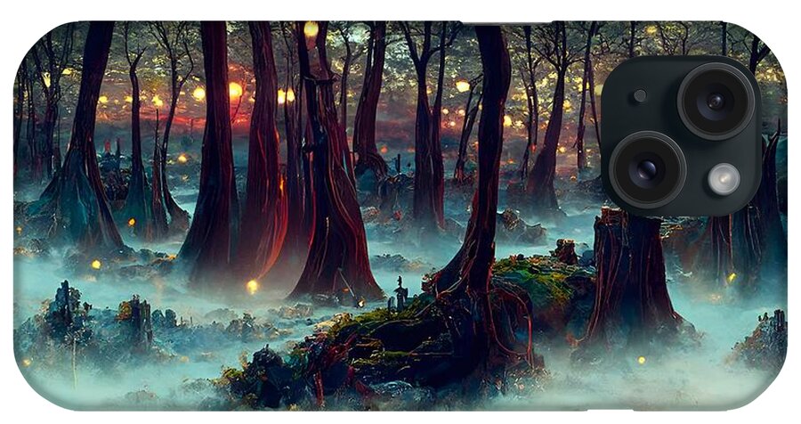 An Ancient Magical Forest iPhone Case featuring the digital art An Ancient Magical Forest 05 by Frederick Butt
